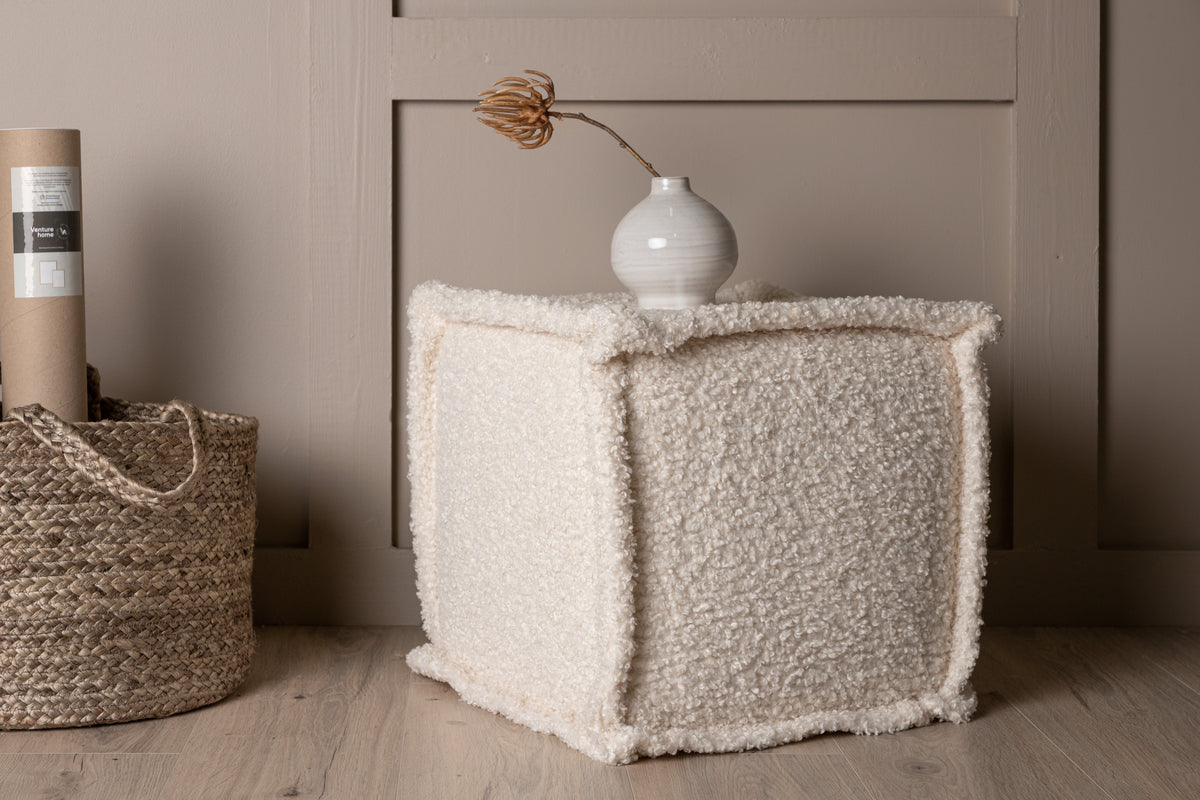 Castine Pouf 40 x 40 x 38 White