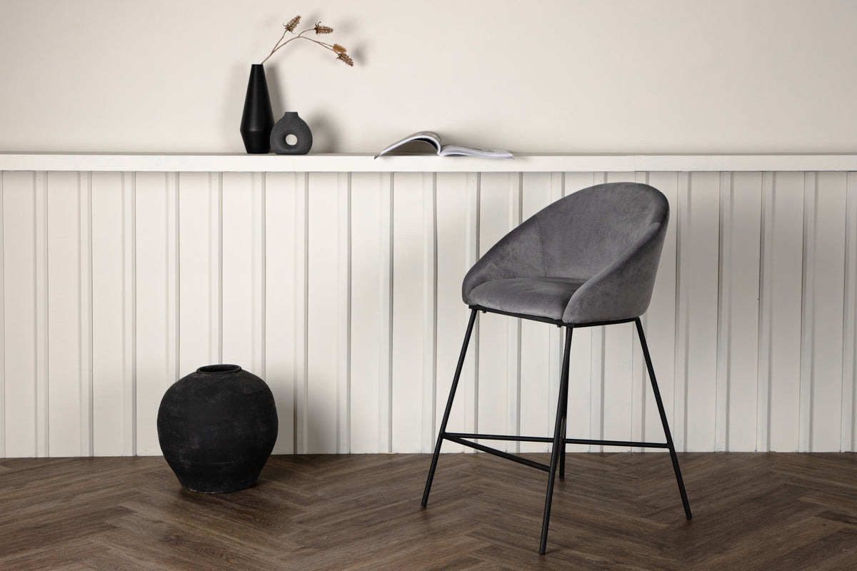 Velvet Bar Chair Dark Grey