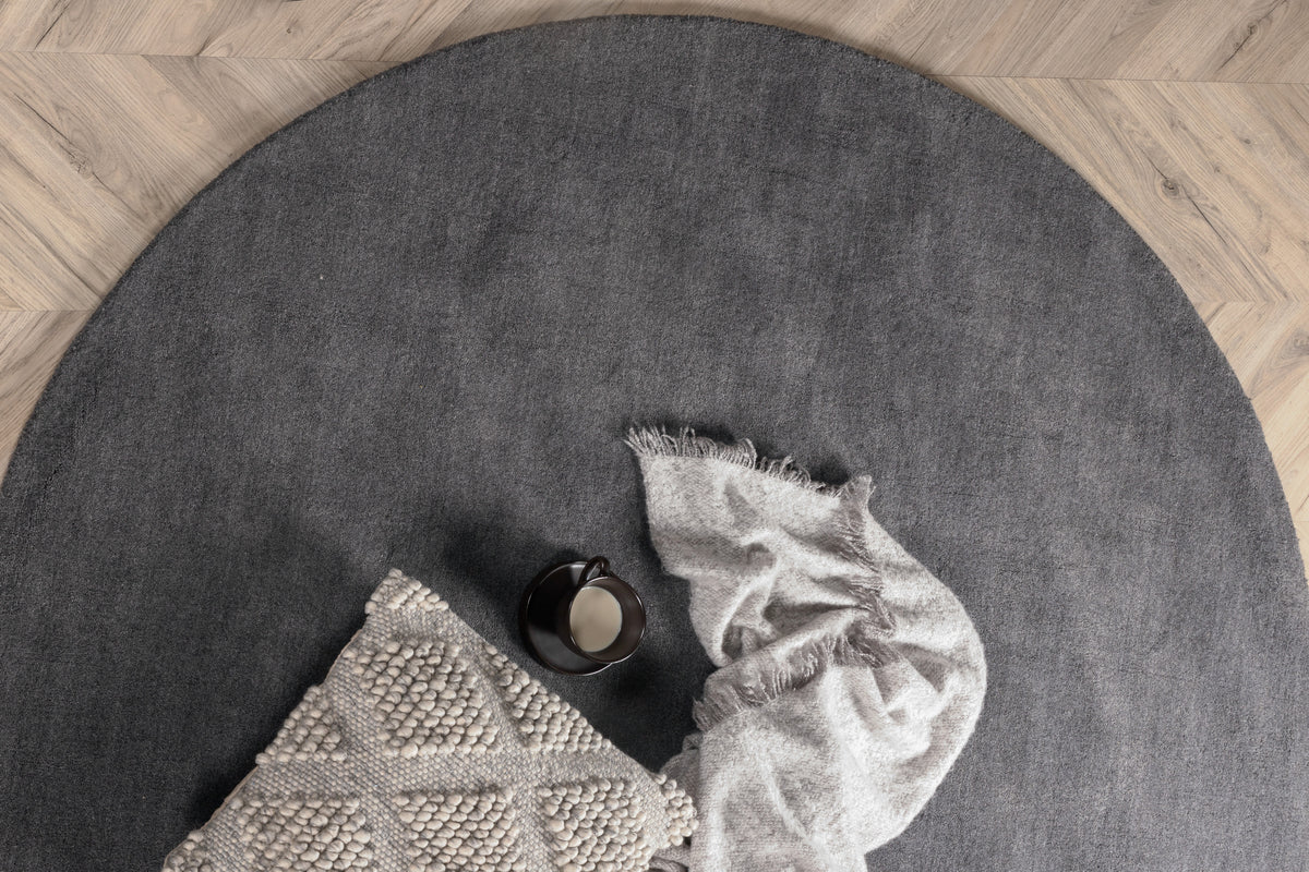 Wool Round Carpet ⌀200 Dark Grey