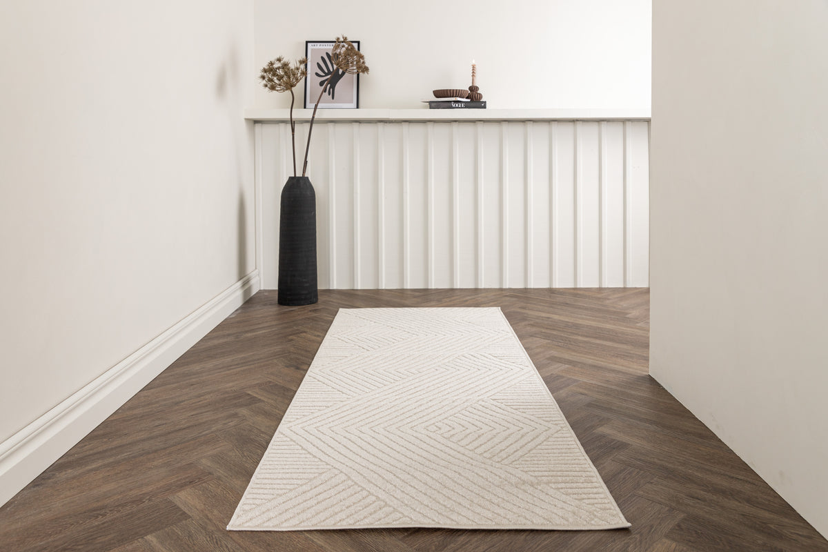 Aron Rectangular Carpet 80 x 200 White