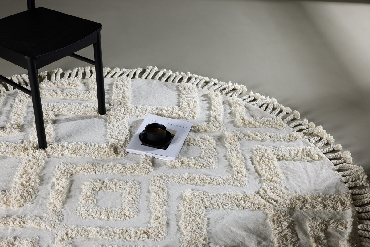 Hilma Round Carpet ⌀200 White