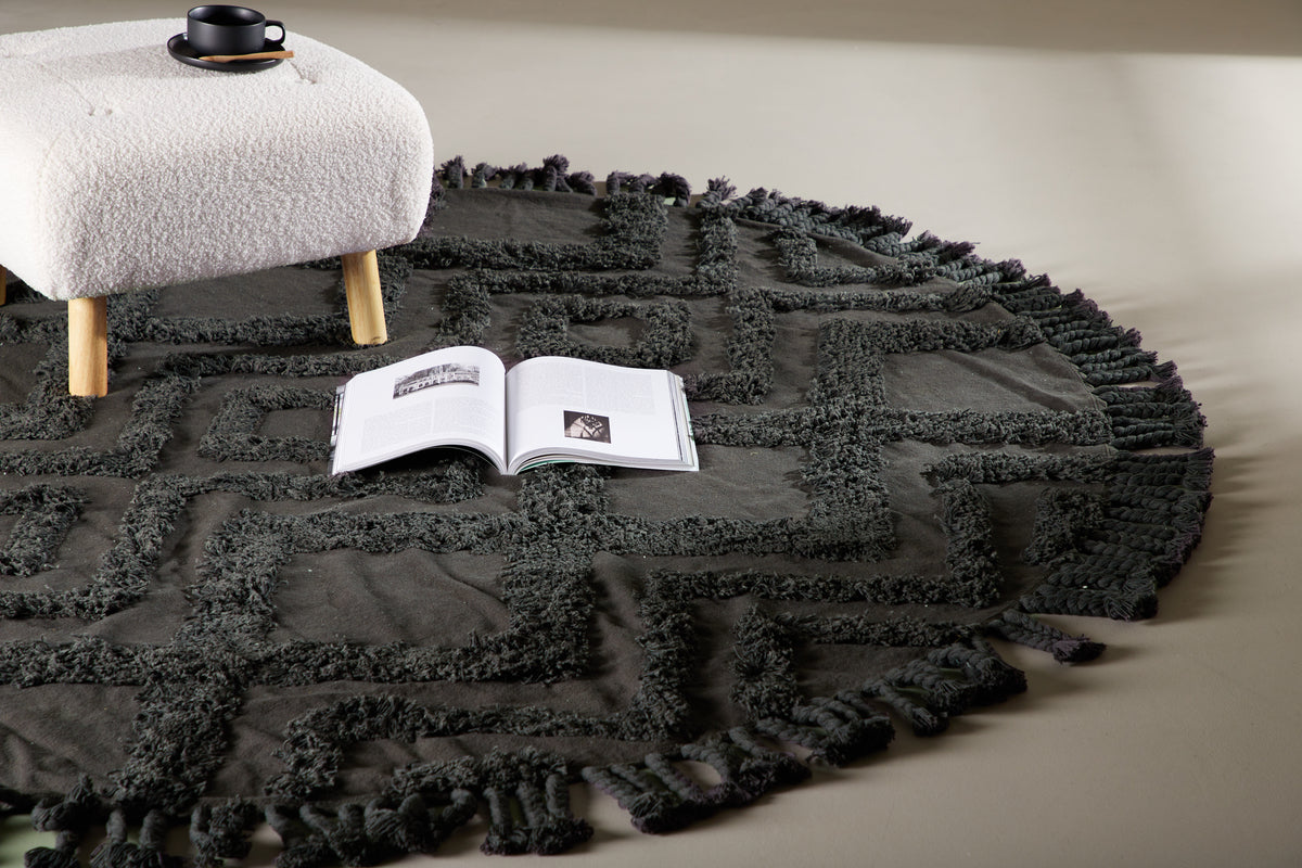 Hilma Round Carpet ⌀200 Dark Grey