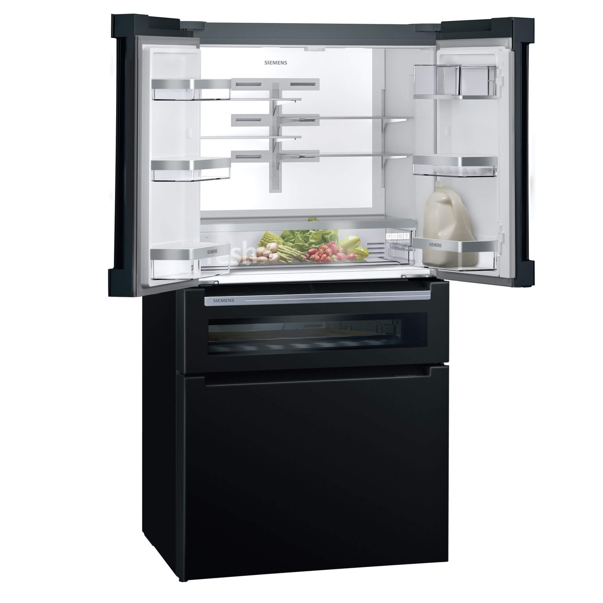 iQ700, jääkaappi/pakastin ranskalaisella ovella, lasiovet, 183 x 90,5 cm, musta