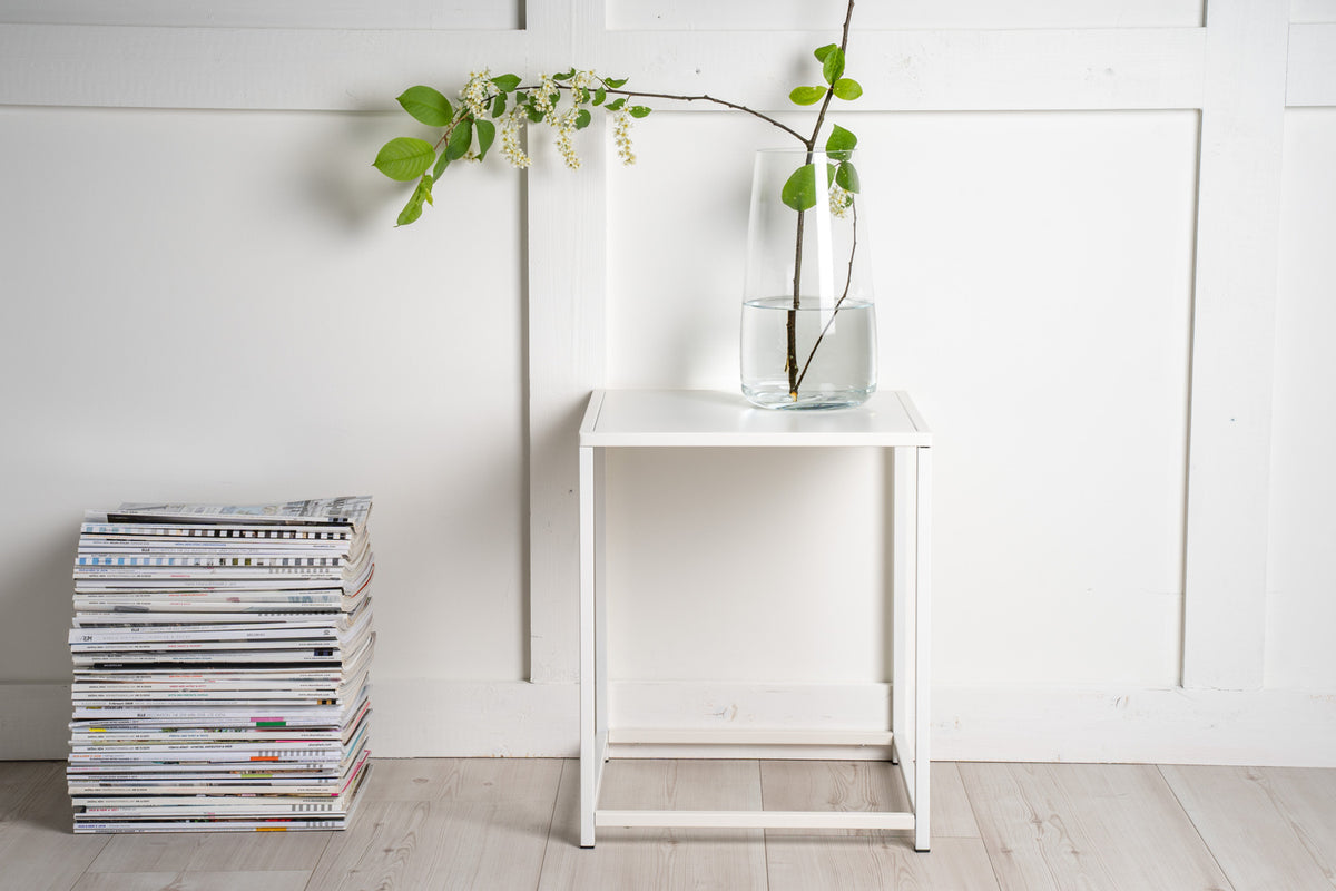 Steel Side Table 37 x 38 White