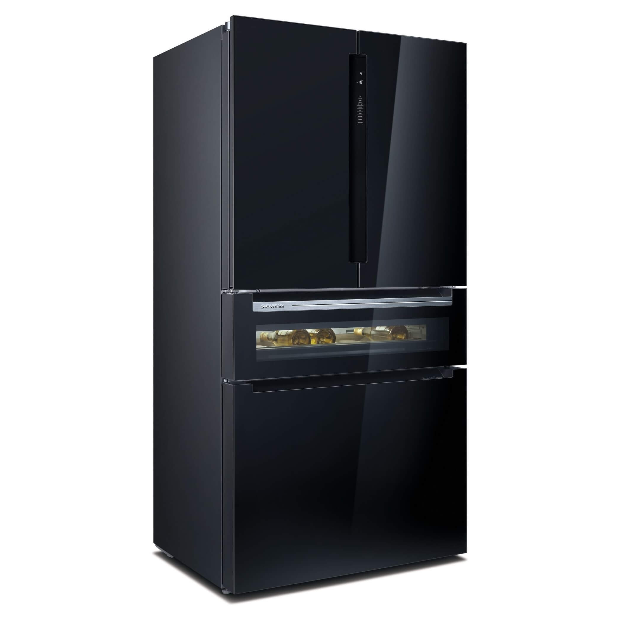 iQ700, jääkaappi/pakastin ranskalaisella ovella, lasiovet, 183 x 90,5 cm, musta