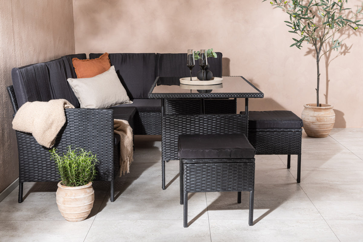 Knock Corner Sofa Set Black Black