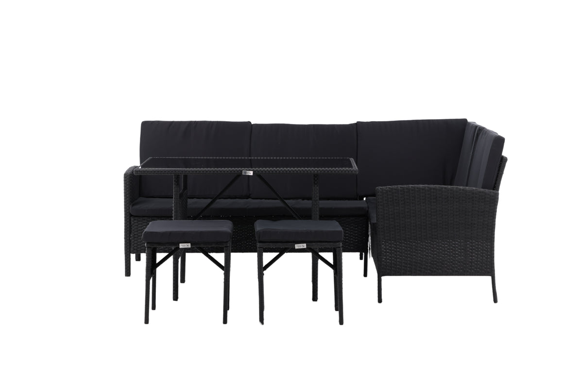 Knock Corner Sofa Set Black Black
