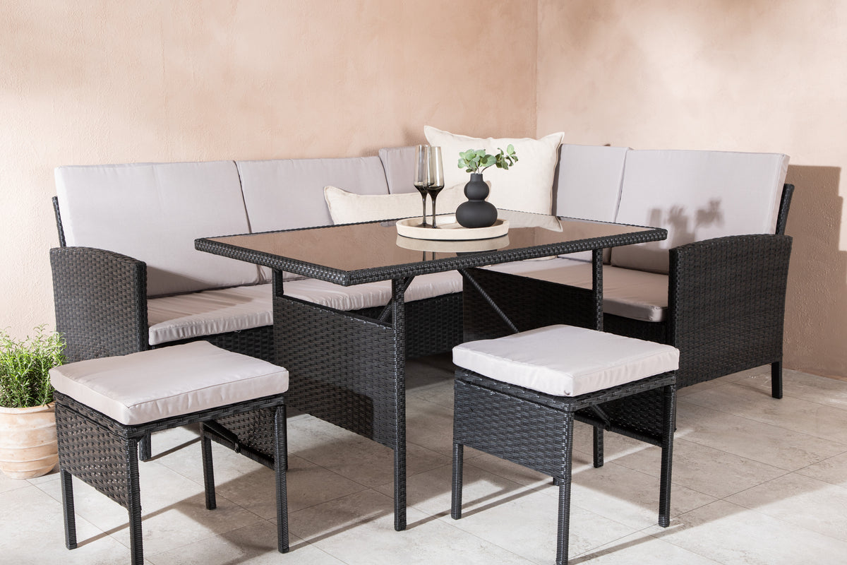 Knock Corner Sofa Set Black Black