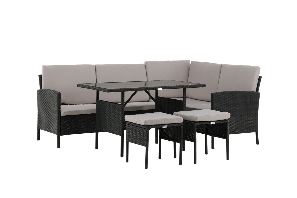 Knock Corner Sofa Set Black Black