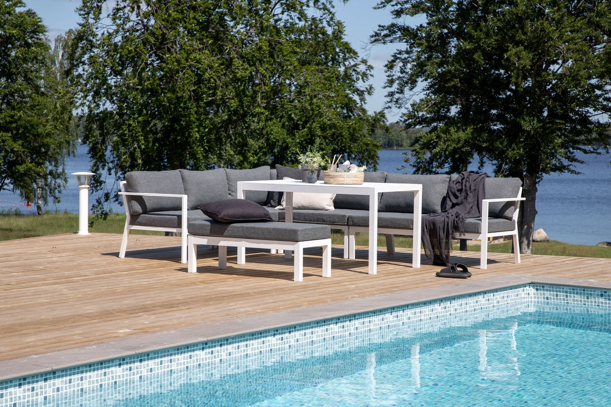 Ramos Corner Sofa Set White Grey