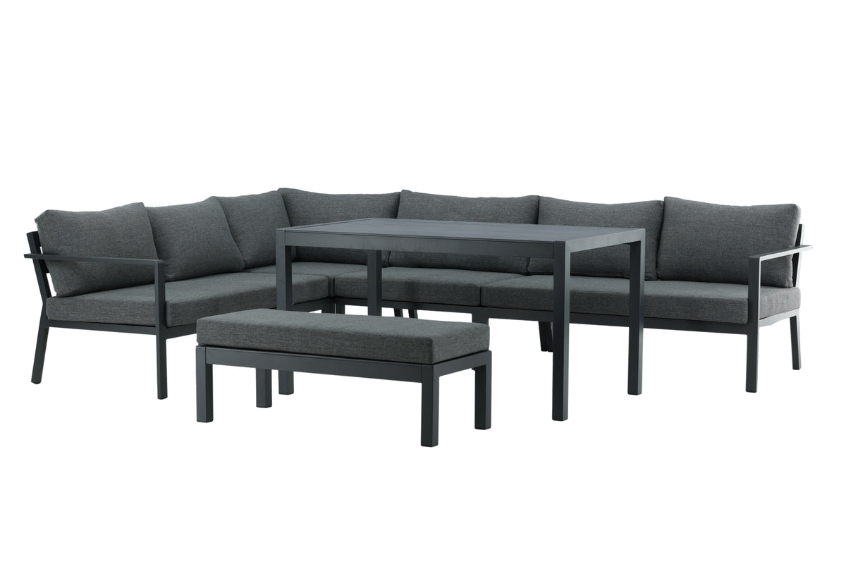 Ramos Corner Sofa Set Black Black