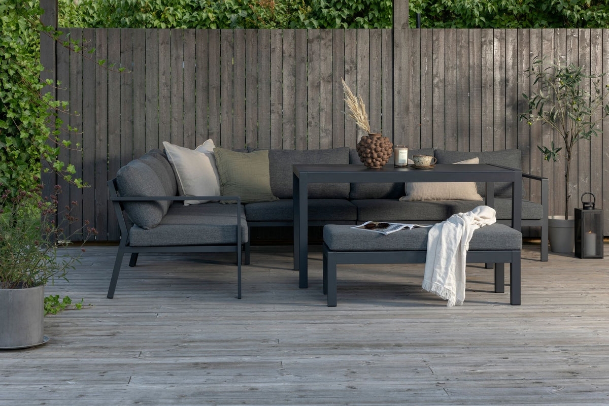 Ramos Corner Sofa Set Black Black