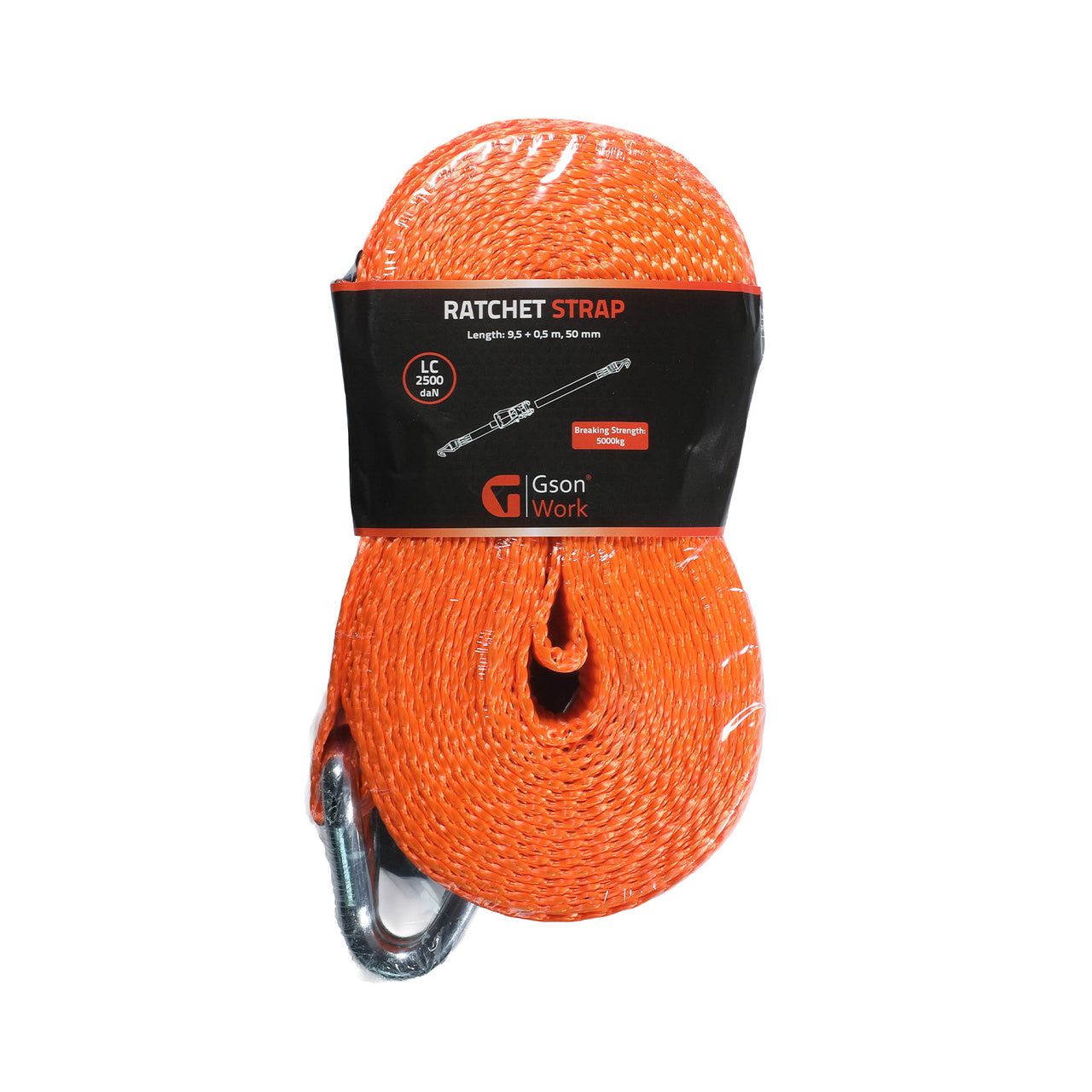 2-piece lashing strap with double J-hook – LC 2500, for heavy transport 6pcs/box