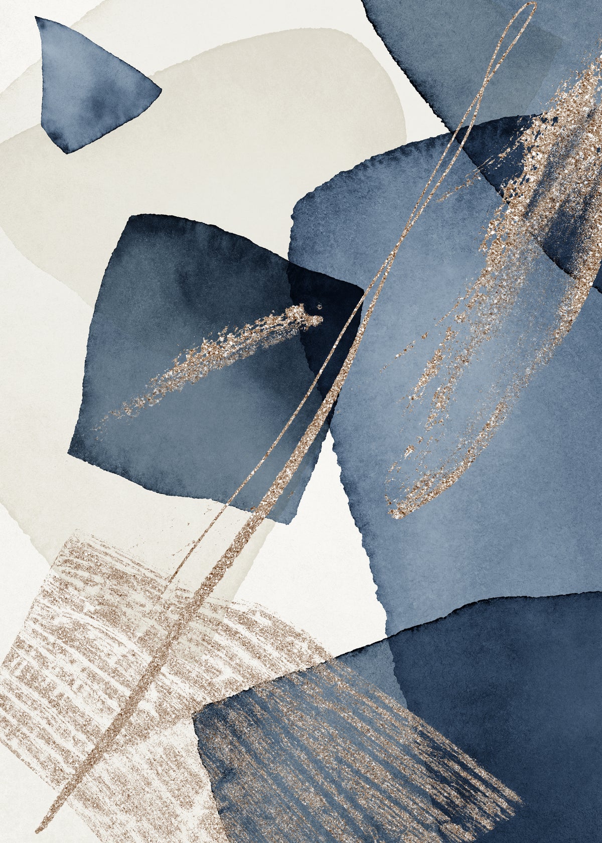 Blue Swirl Poster Beige