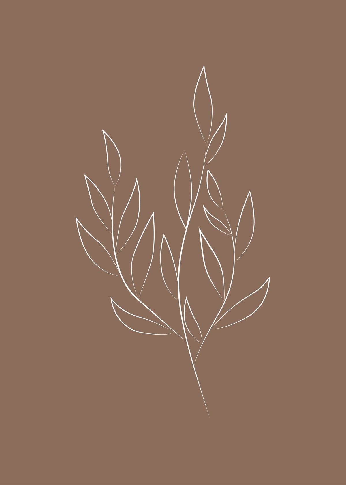 Drawed leaf Poster Brown