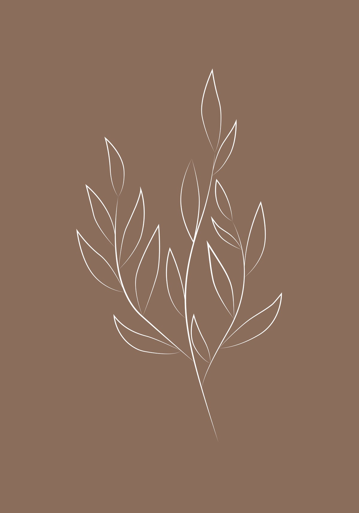 Drawed leaf Poster Brown