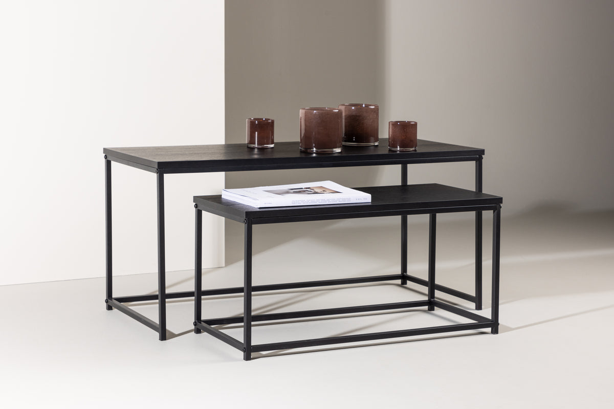 Staal Sofa Table Table 1: 43x100 cm Table 2: 33x75cm Black