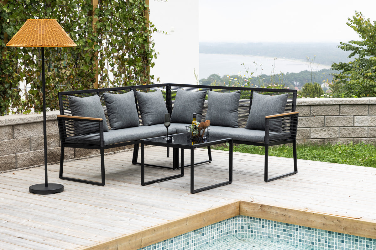 Dallas Corner Sofa Set Black Black