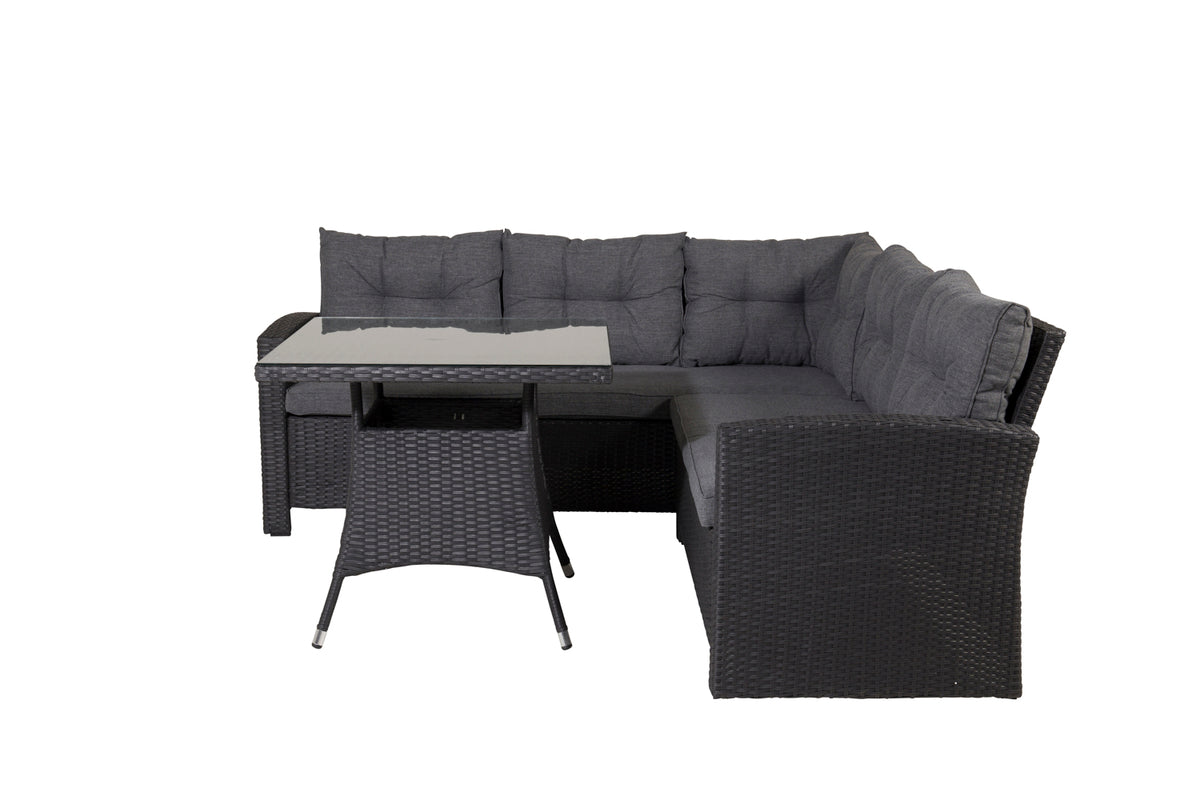 Watford Corner Sofa Set Black Black