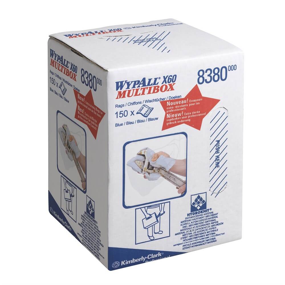 Wipes WypAll X60 center fed blue 150pcs/rle