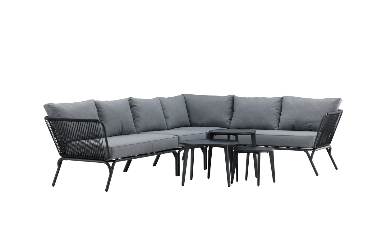 Roxo Corner Sofa Set Black Black