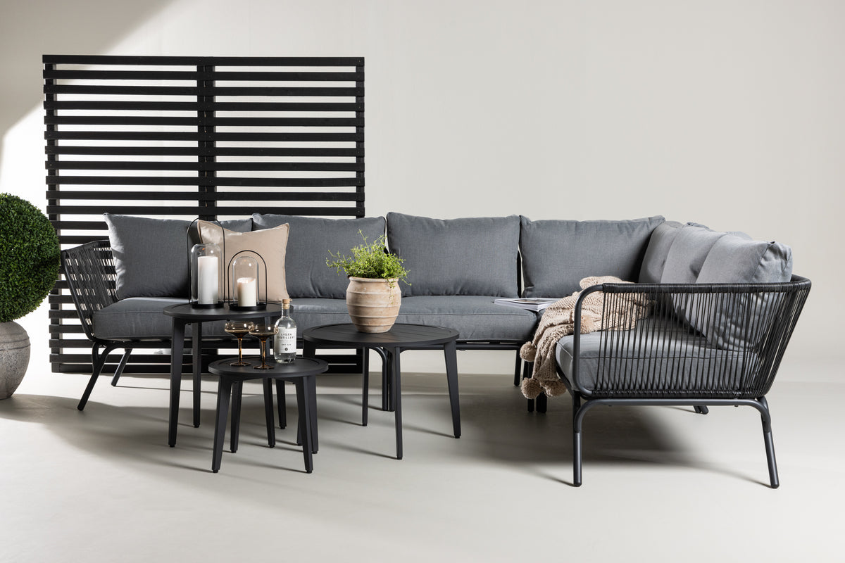 Roxo Corner Sofa Set Black Black