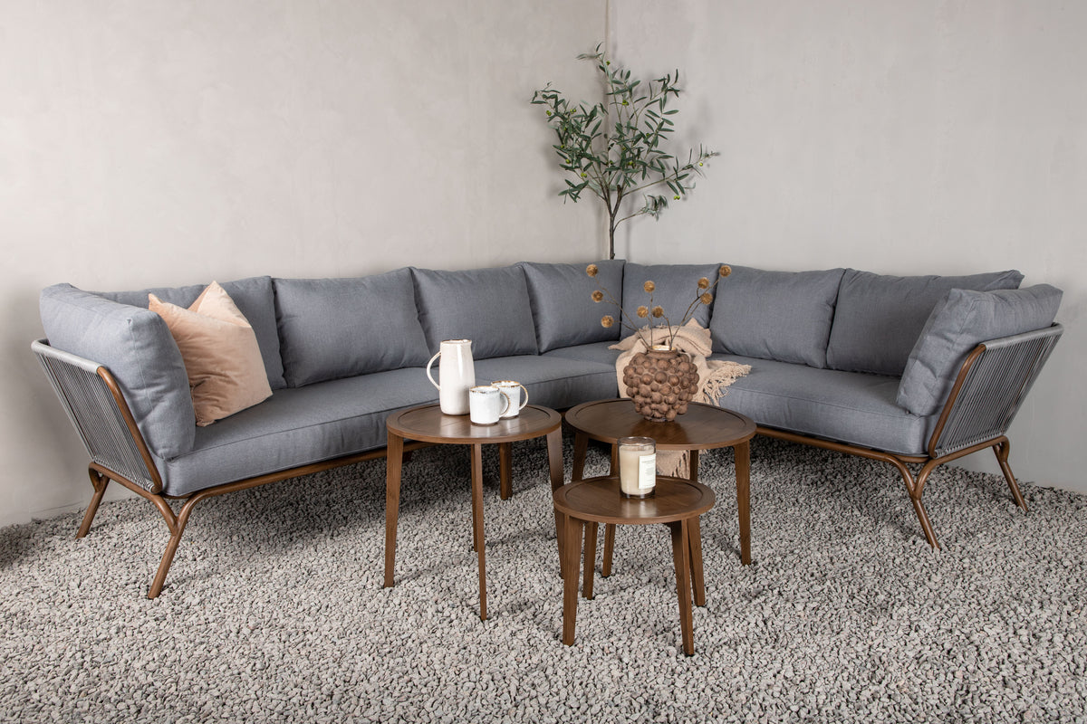 Roxo Corner Sofa Set Brown Grey