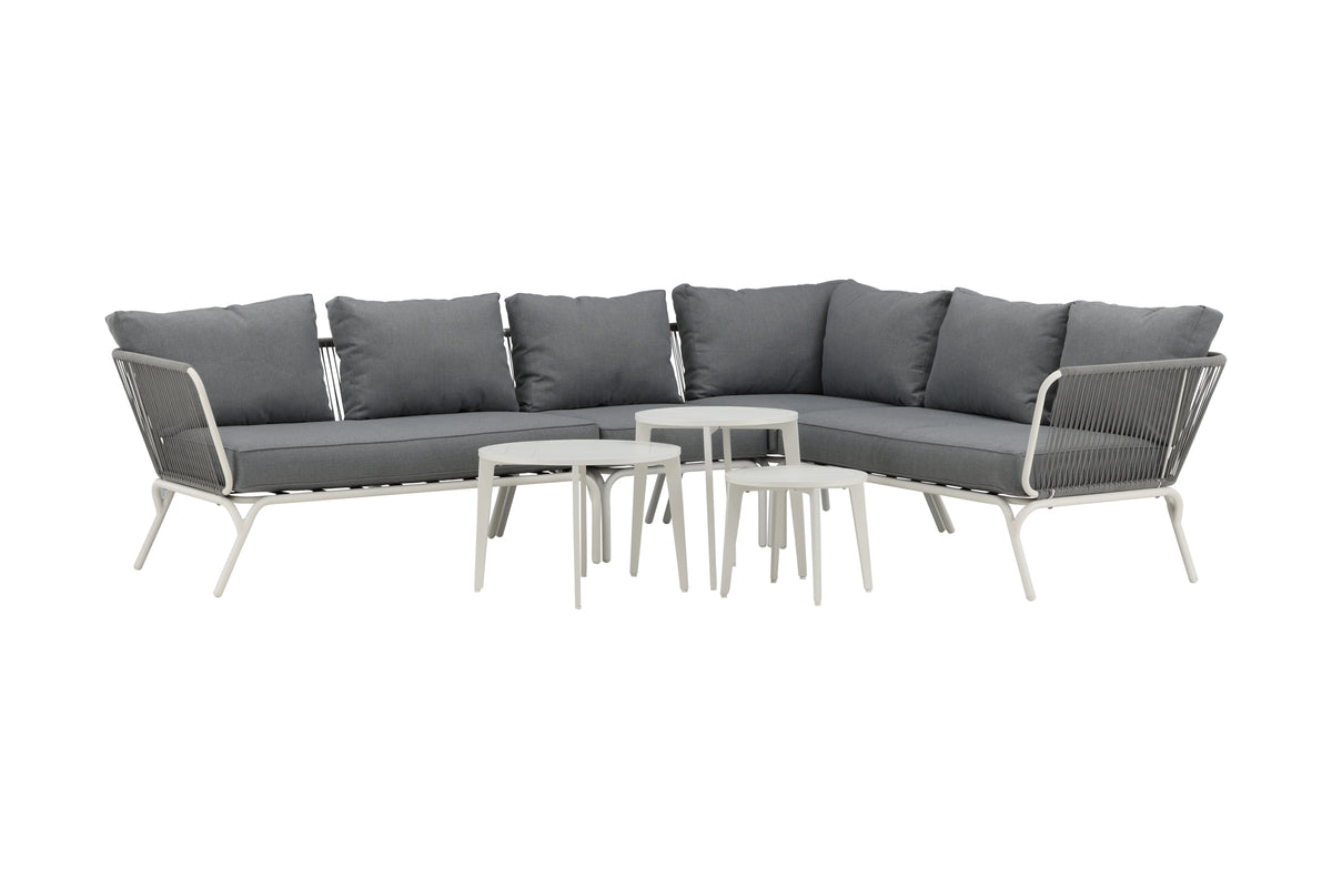 Roxo Corner Sofa Set White Grey