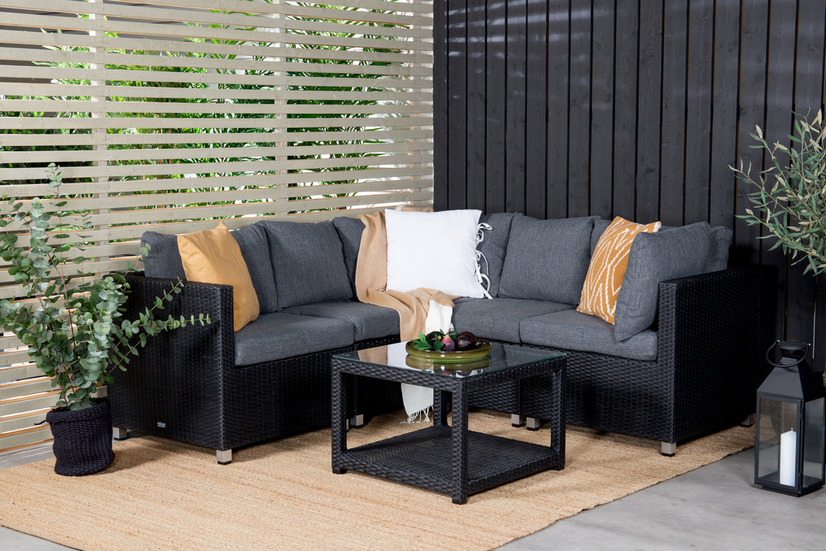 Vamos Corner Sofa Set Black Grey
