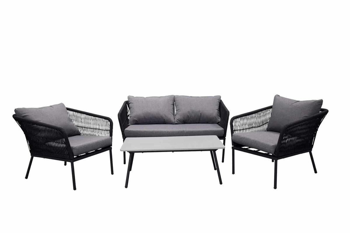 Lindos Sofa Set Grey Black