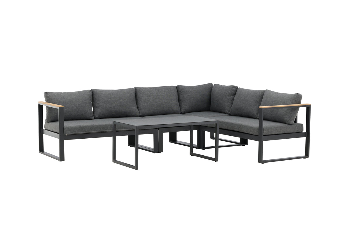 Texas Corner Sofa Set Black Grey