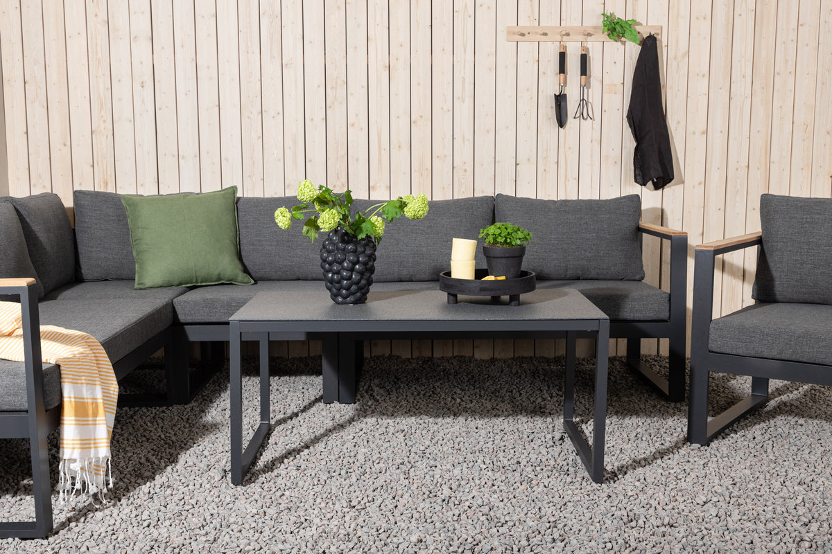 Texas Corner Sofa Set Black Grey