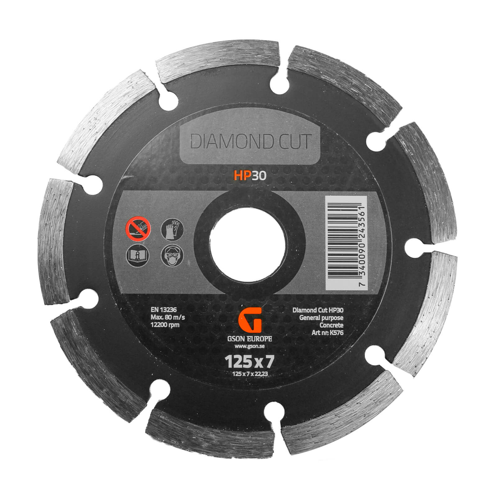 Diamond saw blade 125x7x2.2x22.23 mm