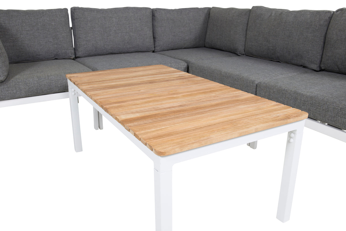 Soffbord 45 x 110 x 60 Natur + Soffmoduler Vit