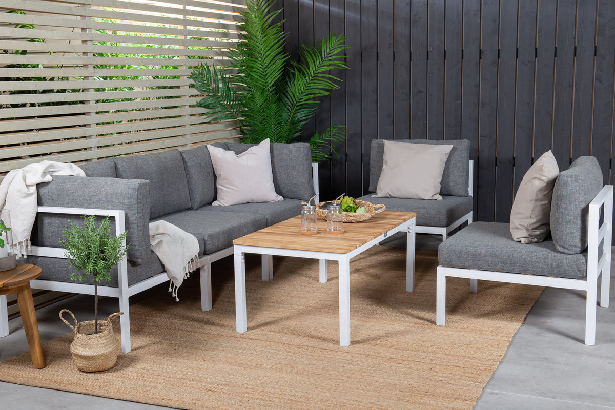 Soffbord 45 x 110 x 60 Natur + Soffmoduler Vit