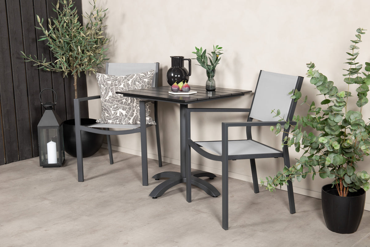 Cafe table 74 x 70 x 70 Black + Dining chairs