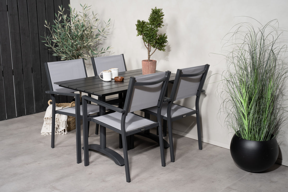 Rectangular Dining Table 74 x 120 x 70 Black + Dining Chairs