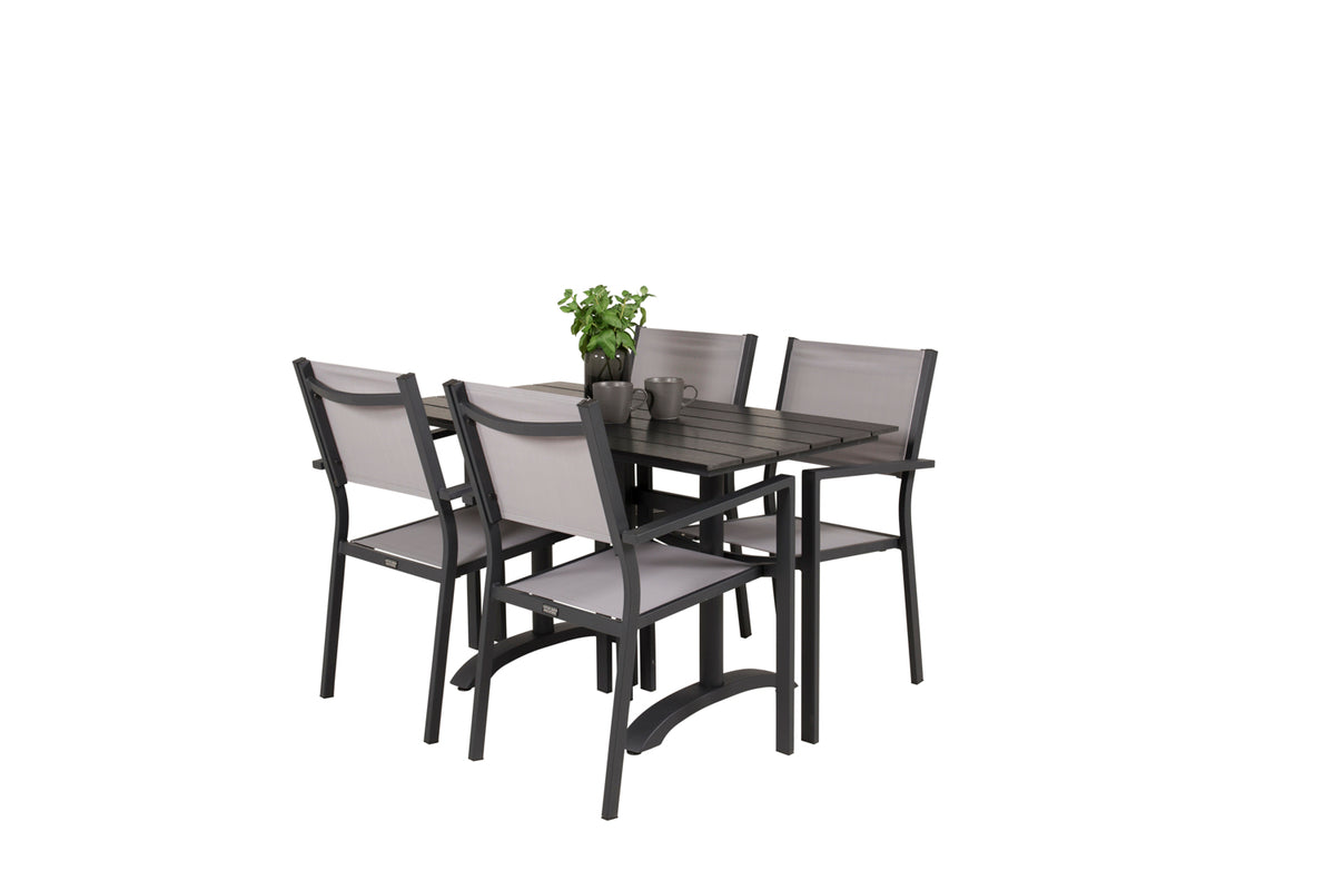 Rectangular Dining Table 74 x 120 x 70 Black + Dining Chairs