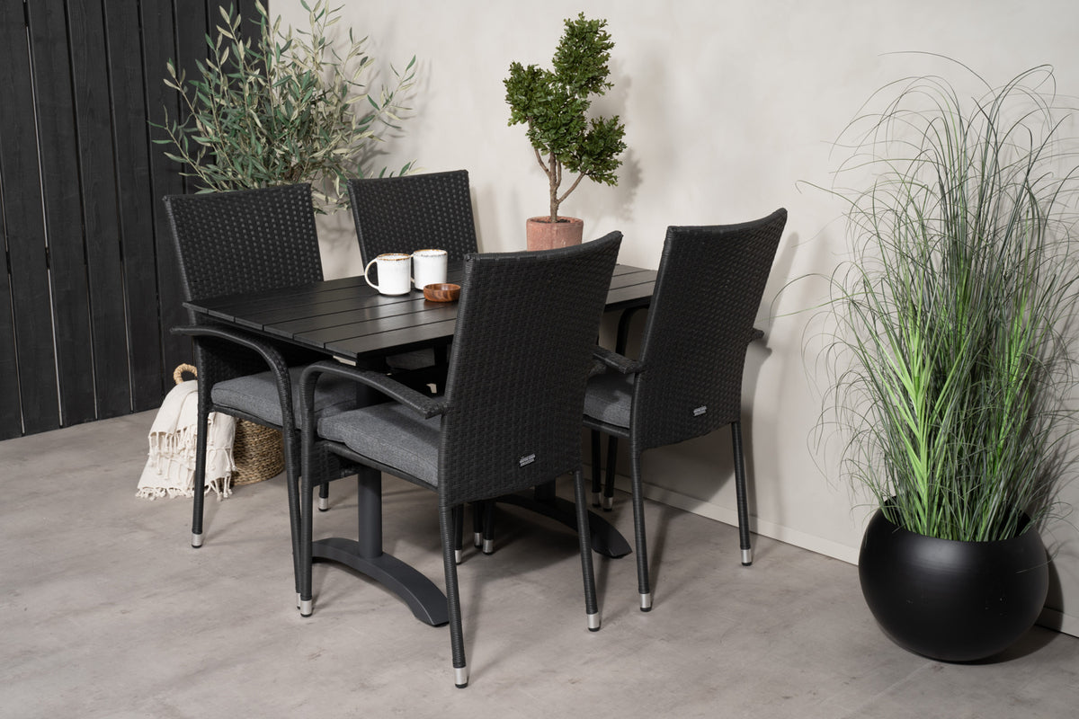 Rektangulära Matbord 74 x 120 x 70 Svart + Matstolar 2-pack Svart - Flextools Est. 2010 | Sweden