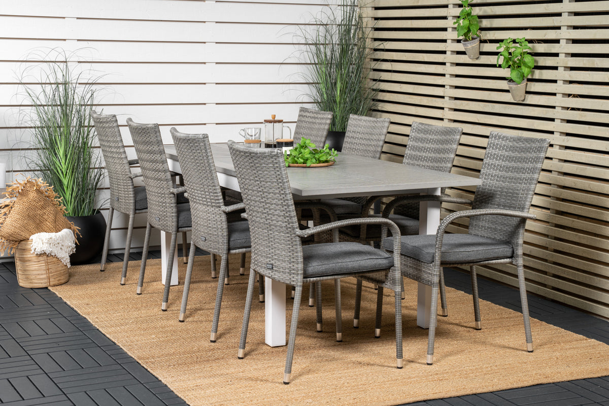 Rectangular Dining Table 74 x 160 x 90 Grey + Dining Chairs 2-pack Grey