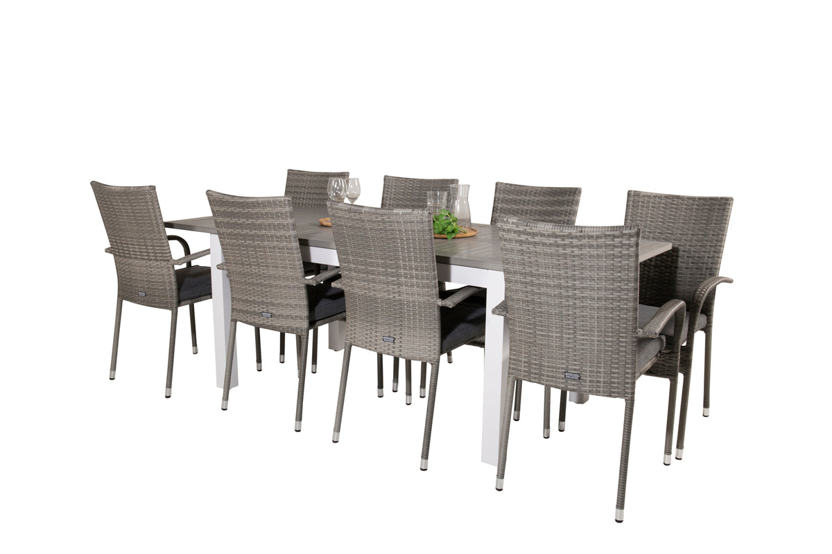 Rectangular Dining Table 74 x 160 x 90 Grey + Dining Chairs 2-pack Grey