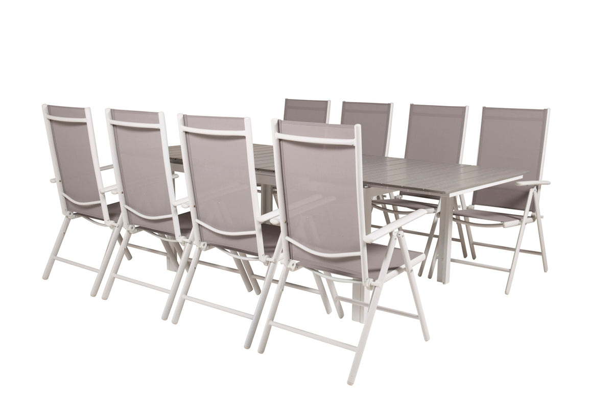 Rectangular Dining Table 75 x 160 x 100 White + Position Chairs 2-pack Grey