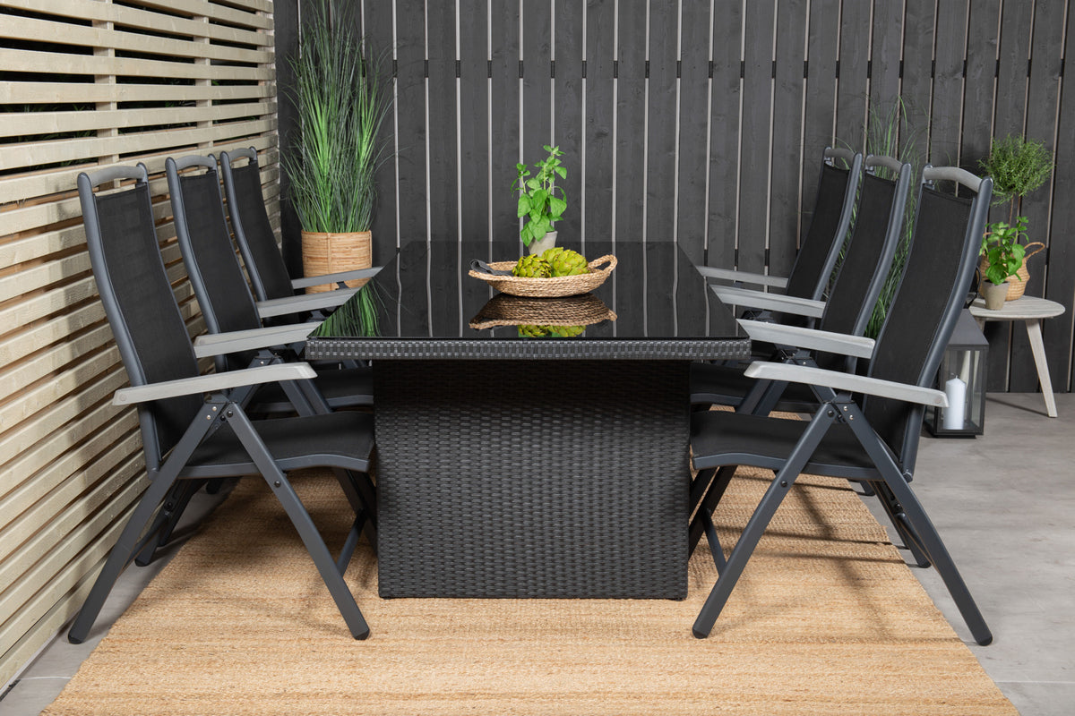 Position Chairs 2-pack Black + Rectangular Dining Table 74 x 200 x 100 Black