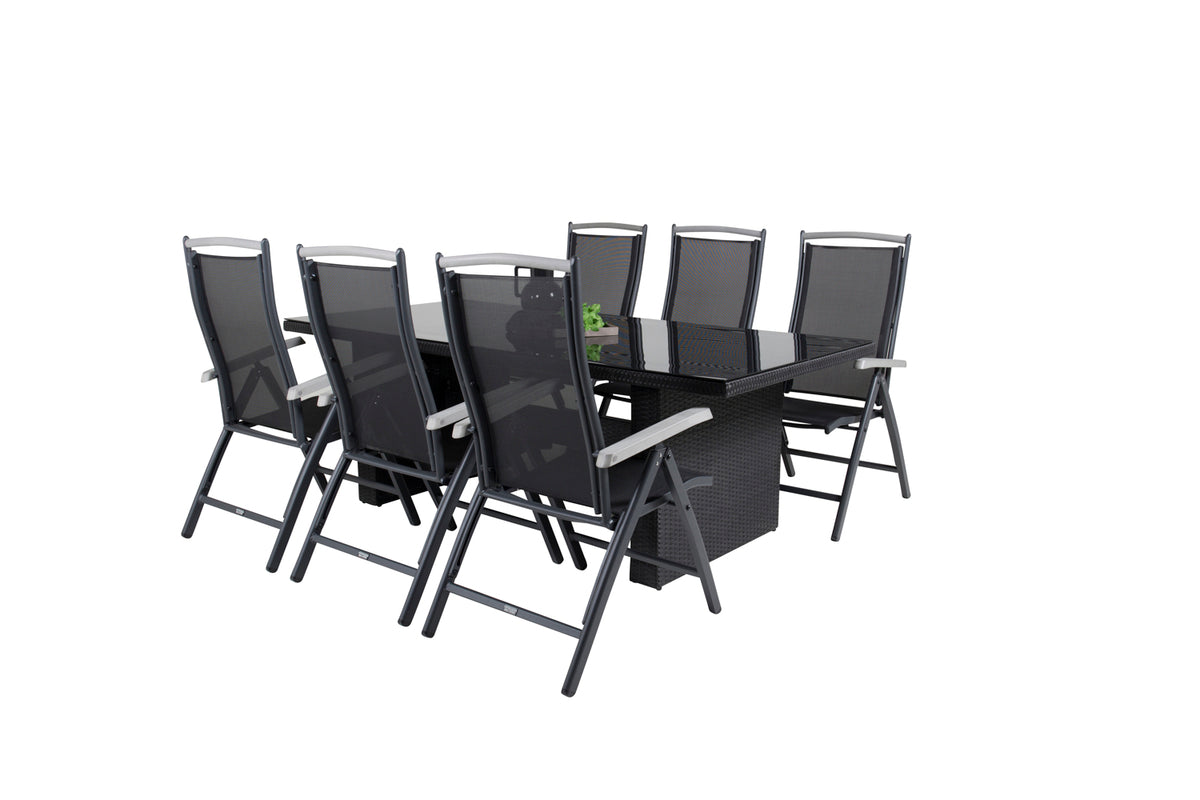 Position Chairs 2-pack Black + Rectangular Dining Table 74 x 200 x 100 Black