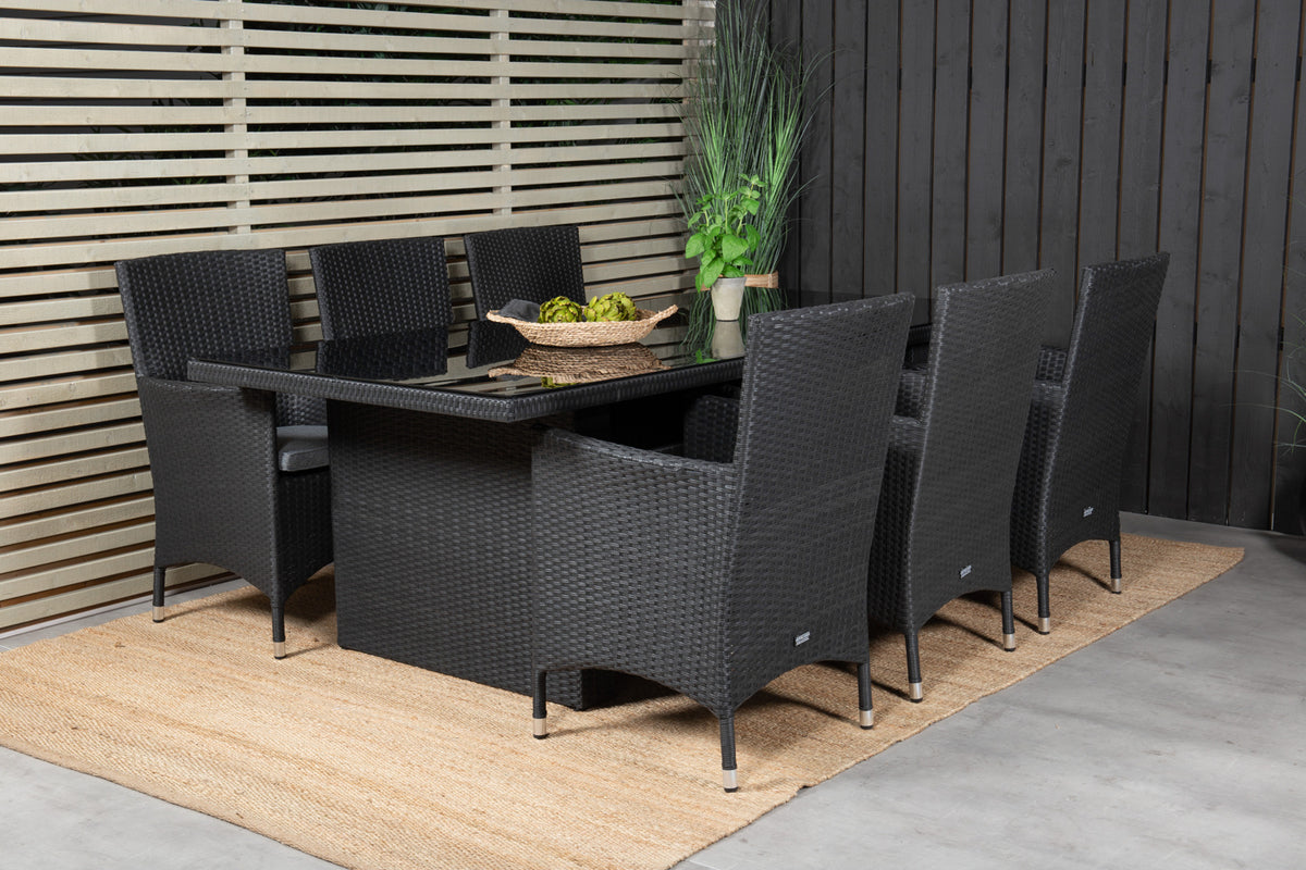 Rectangular Dining Table 74 x 200 x 100 Black + Dining Chairs 2-pack Black