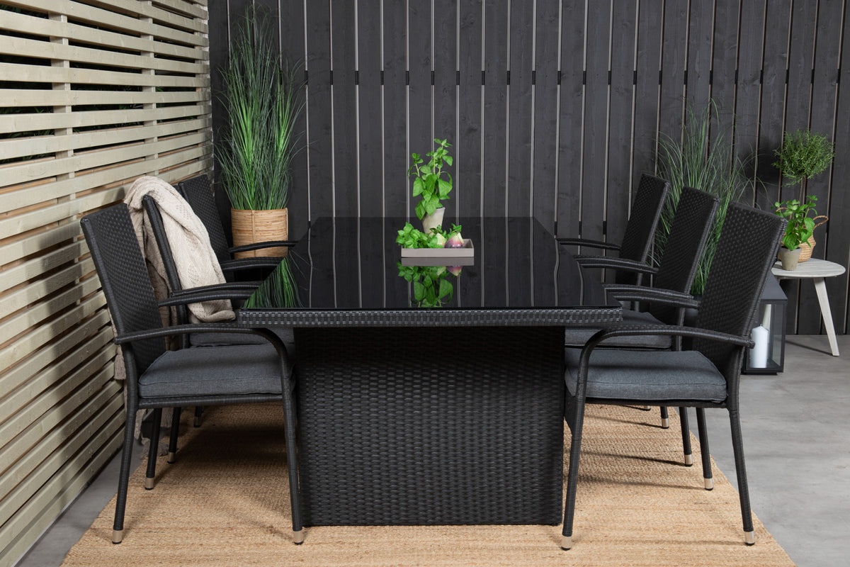 Rectangular Dining Table 74 x 200 x 100 Black + Dining Chairs 2-pack Black