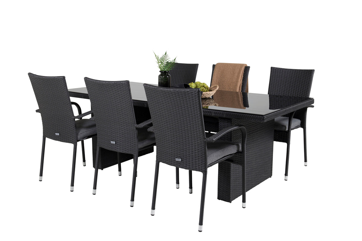 Rectangular Dining Table 74 x 200 x 100 Black + Dining Chairs 2-pack Black