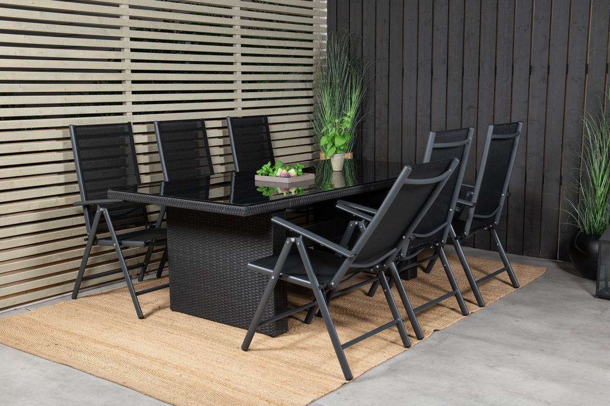 Rectangular Dining Table 74 x 200 x 100 Black + Position Chairs 2-pack Black