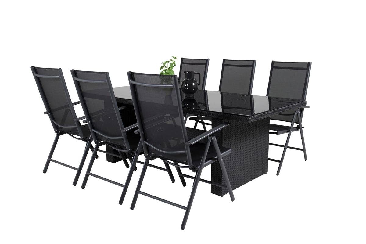 Rectangular Dining Table 74 x 200 x 100 Black + Position Chairs 2-pack Black