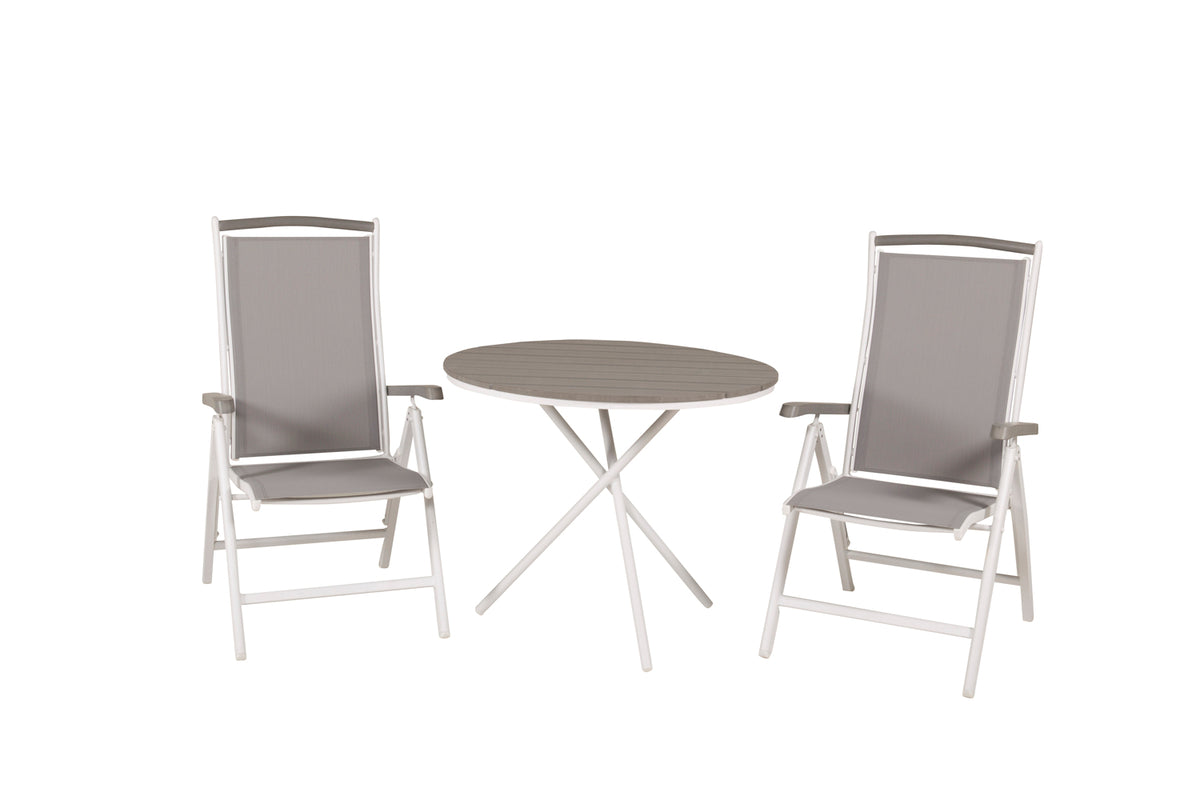 Positionsstolar 2-pack Vit + Cafebord ø90 Grå